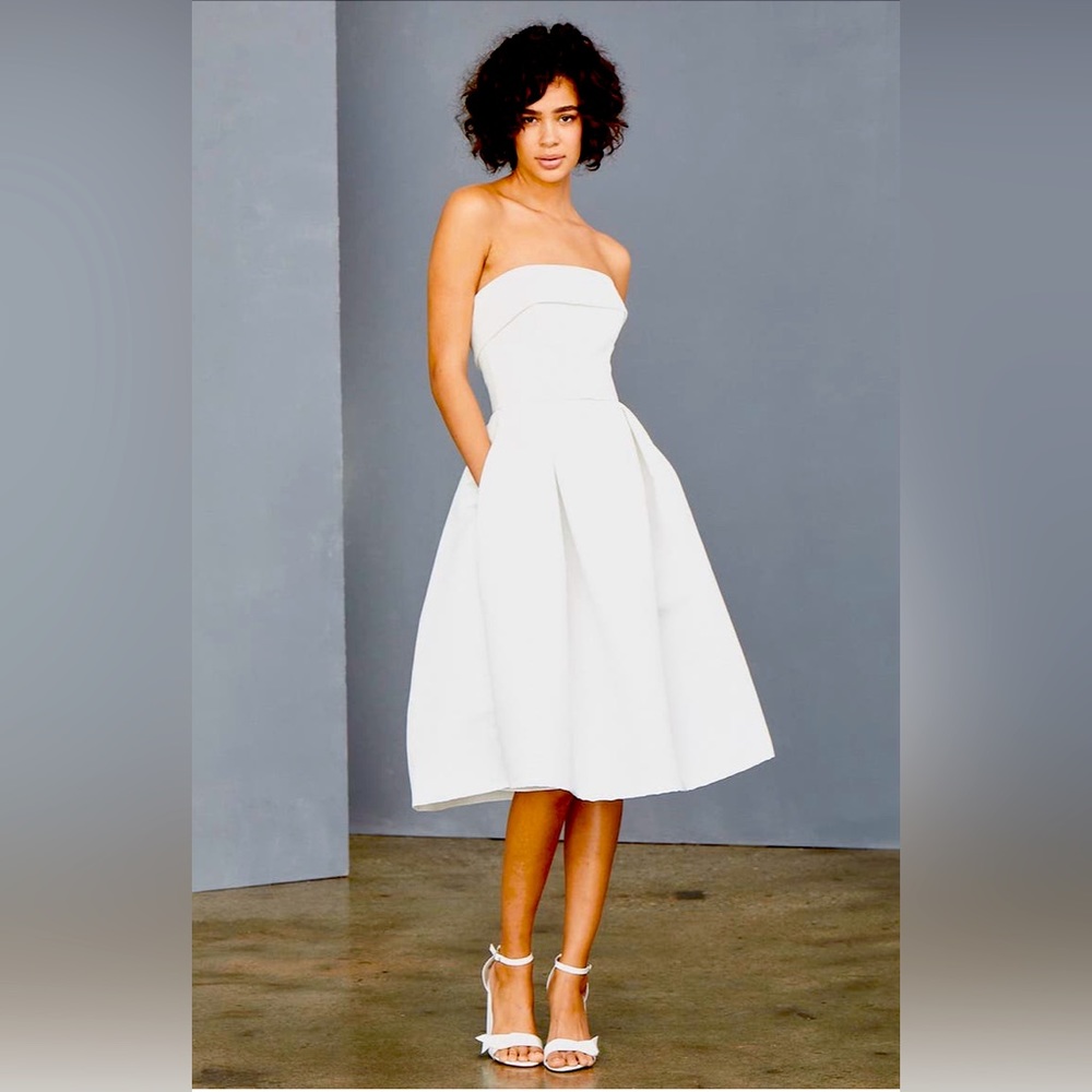 Amsale Strapless Faille A-line dress